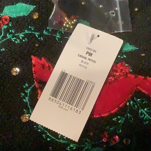 Christmas Cardigan embroidered Appliquéd Sequins Beaded Cardinals Size PM NWT - Picture 12 of 16